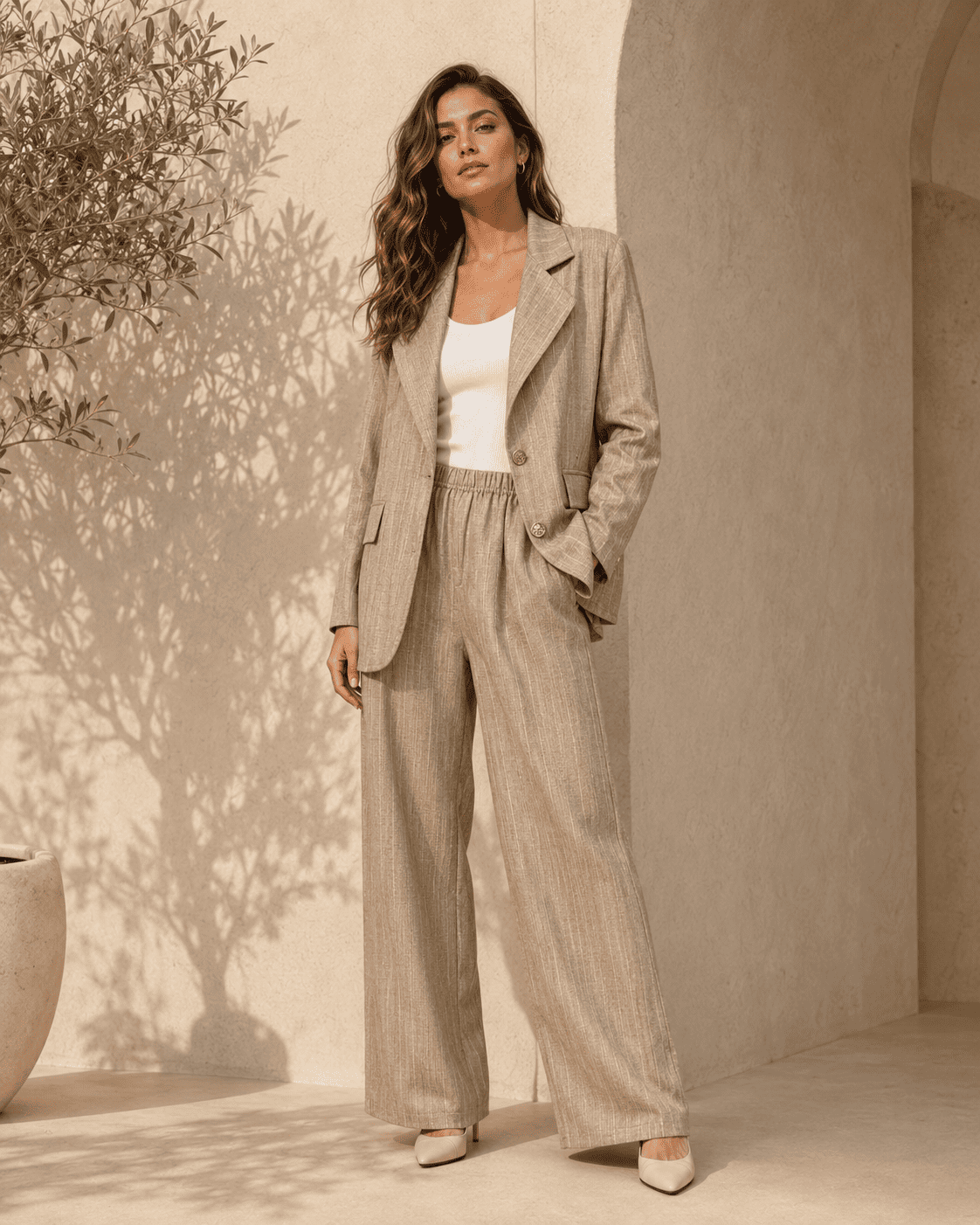 Tailleur femme léger en effet de lin