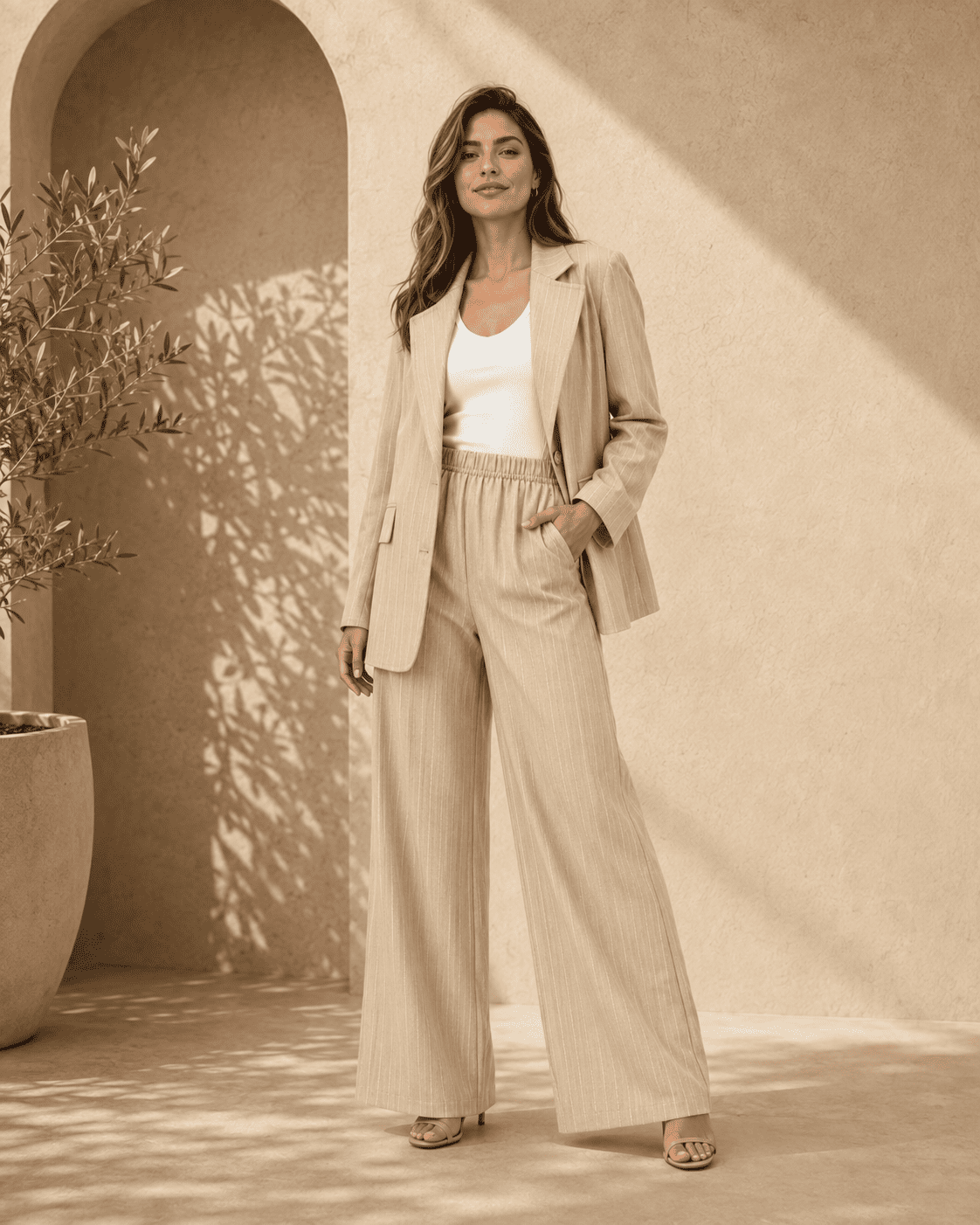Tailleur femme léger en effet de lin
