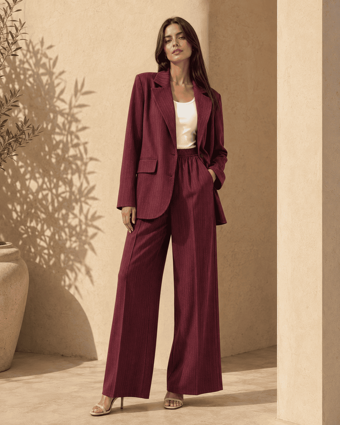 Tailleur femme léger en effet de lin