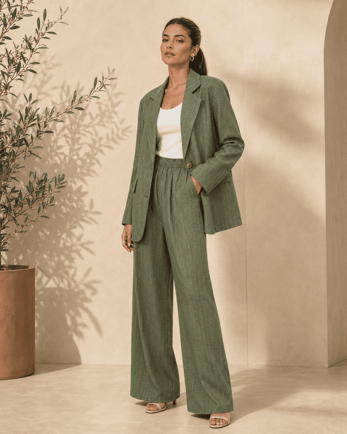 Tailleur femme léger en effet de lin