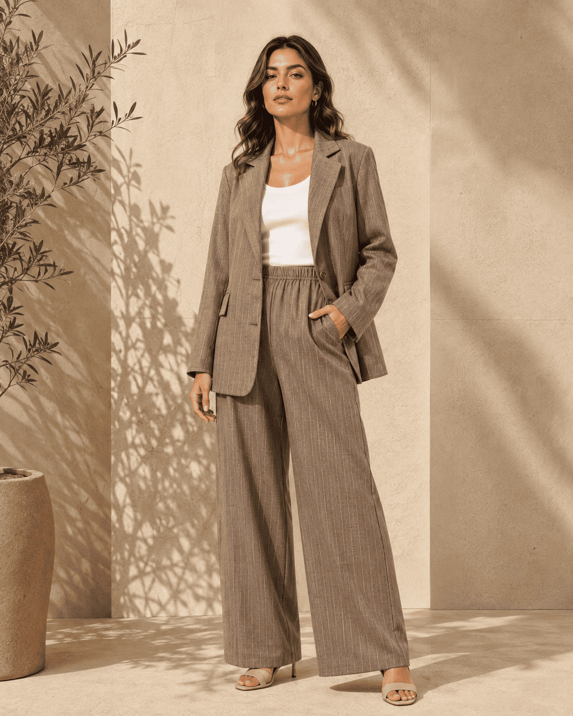 Tailleur femme léger en effet de lin