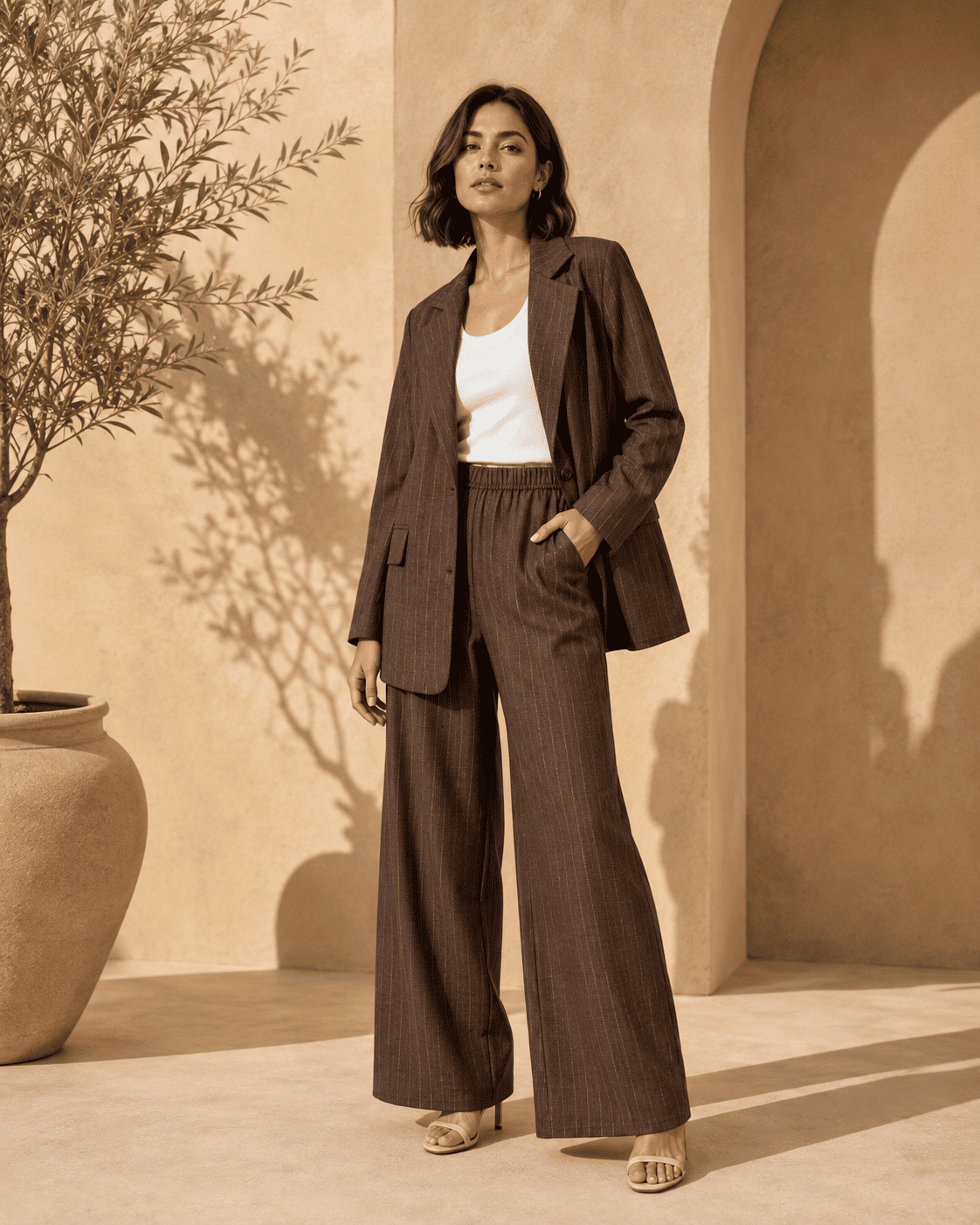 Tailleur femme léger en effet de lin